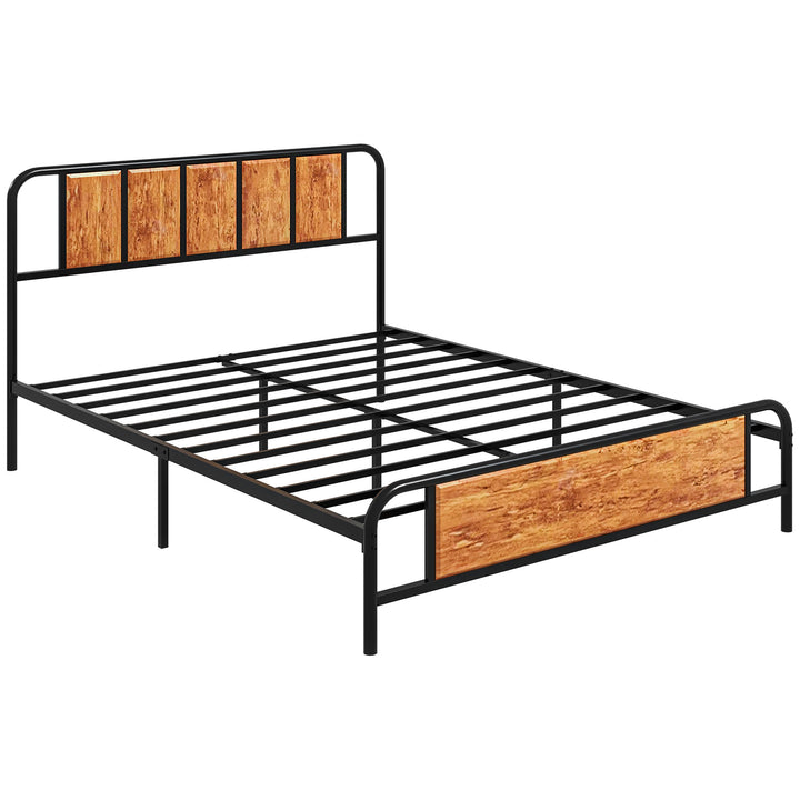 HOMCOM King Size Metal Bed Frame, Industrial Style Base with Headboard, Footboard, Steel Support Slats, Underbed Storage Space, 160 x 207cm | Aosom UK