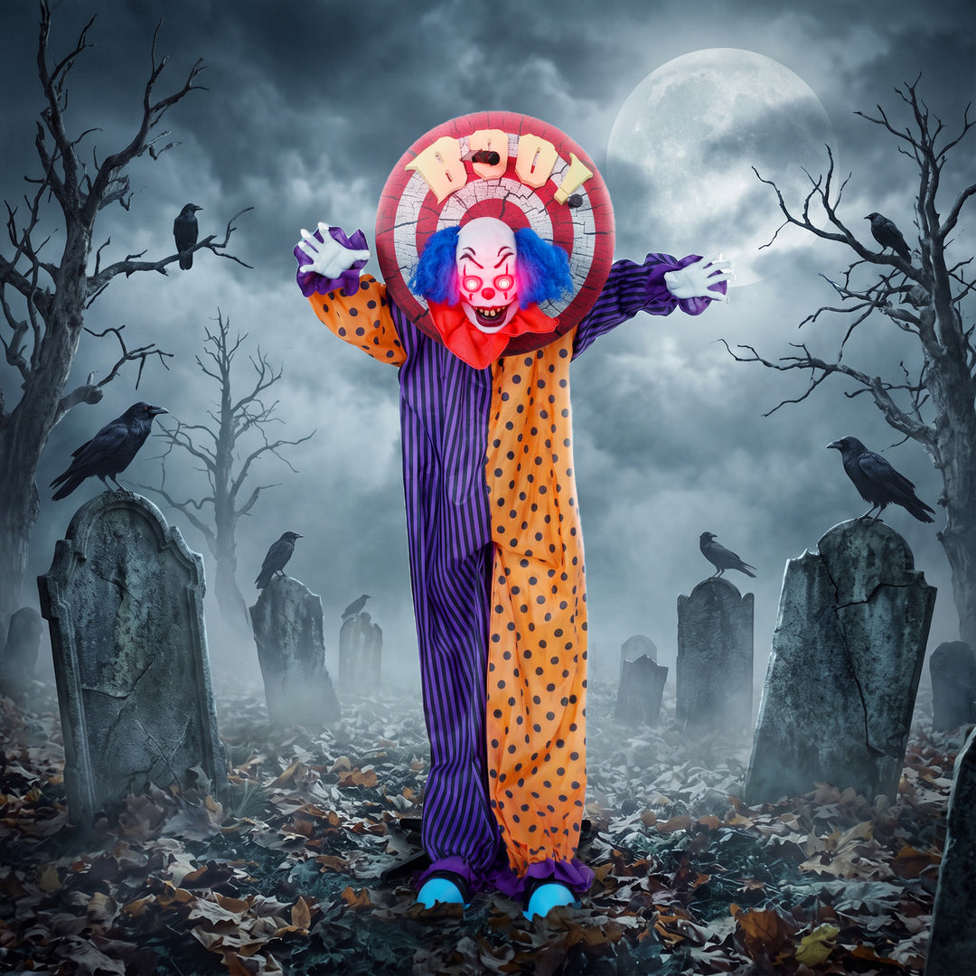 167 cm Life Size Animated Clown Halloween Decoration, Scary Halloween 