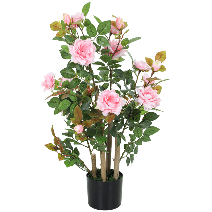 90cm Artificial Rose Tree, Decorative Fake Plant with 344 Silk Leaves 