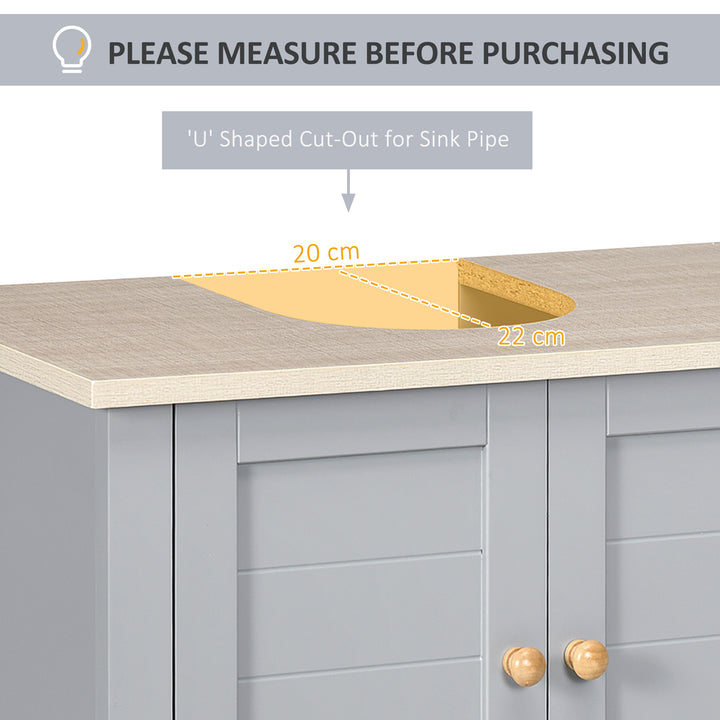 MCL Under Sink Cabinet, Bathroom Vanity Unit, Pedestal Under Sink Design, Storage Cupboard with Adjustable Shelf, Grey