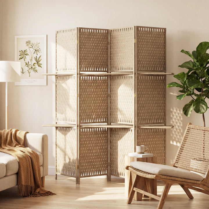 Wave Fibre Freestanding Folding Privacy Screen Panels, Room Divider, N
