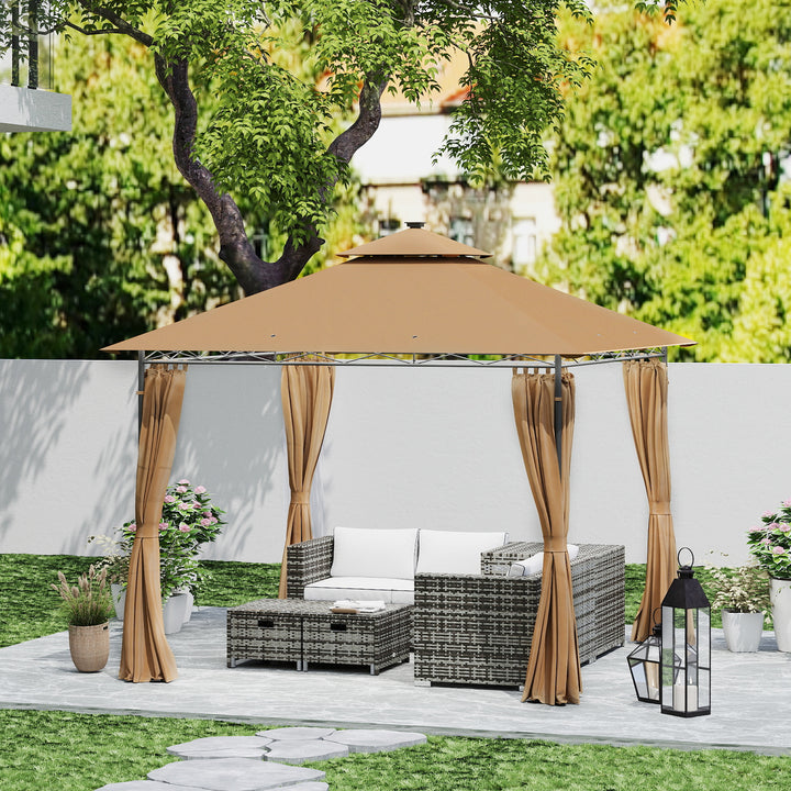 3 x 3 m Solar LED Metal Gazebo - Brown