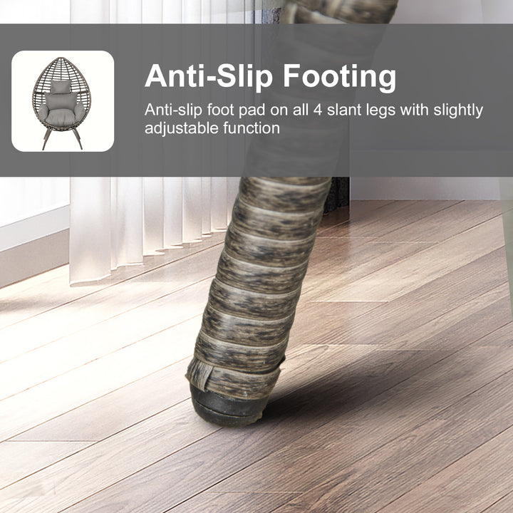 MCL Teardop PE Wicker Rattan Chair w/ Thick Cushions 4 Legs Outdoor Seat Egg Garden