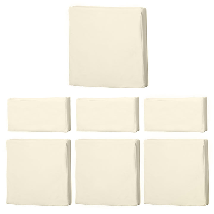 Rattan Furniture Cushion Cover Replacement Set, 7 pcs-Cream