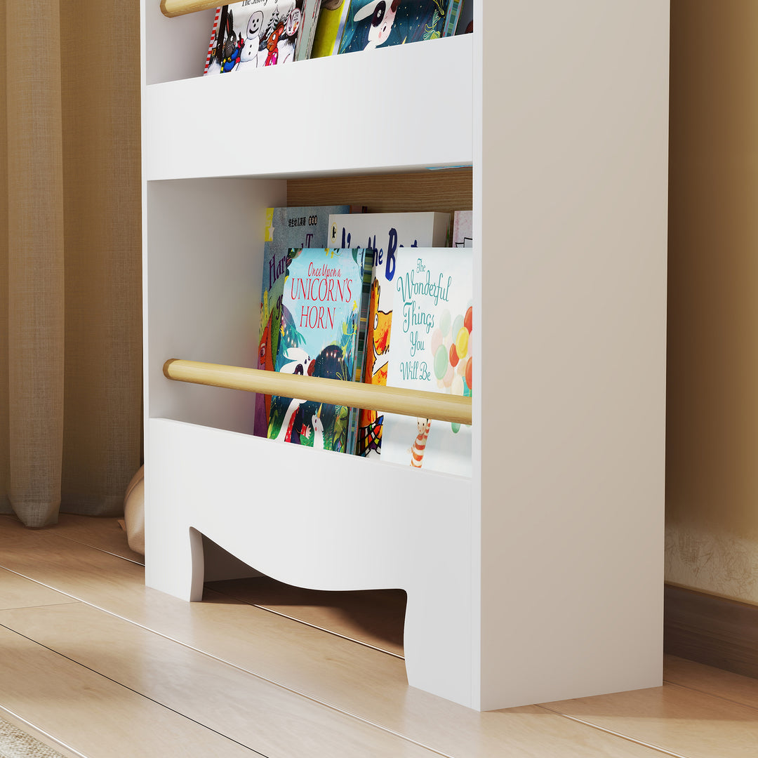 Kids Bookshelf, 3 Tier Children Bookcase, Bear Theme Toddler Space-Saving Bookcase for Living Room