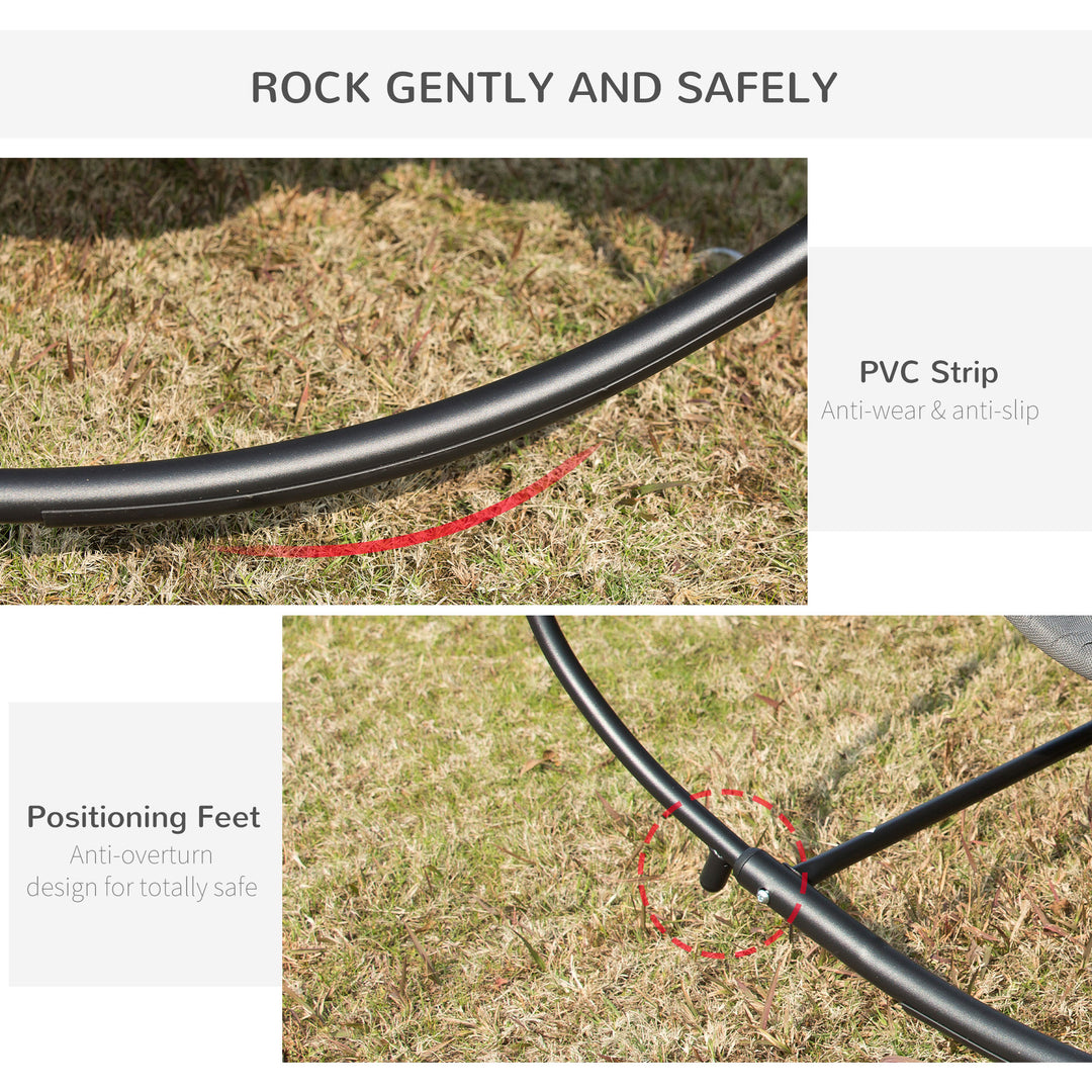 MCL Double Sun Lounger, Rocking Lounger Sunbed Daybed with Armrest and Headrest Pillow, for Two, For Outdoor Patio Garden, Grey