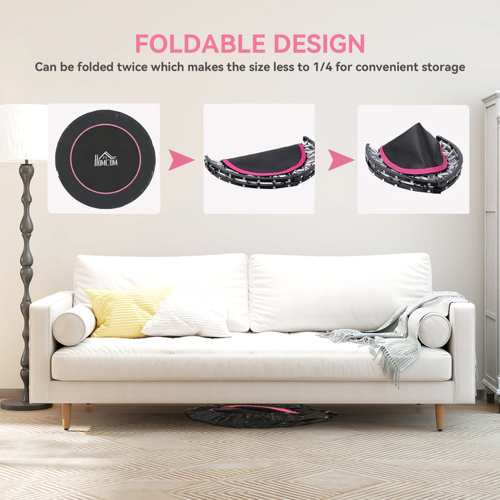 45" Foldable Mini Fitness Trampoline, with Adjustable Foam Handle, Pink