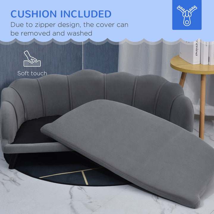 MCL Dog Sofa, Pet Couch Bed for Medium, Large Dogs, with Legs, Cushion - Grey