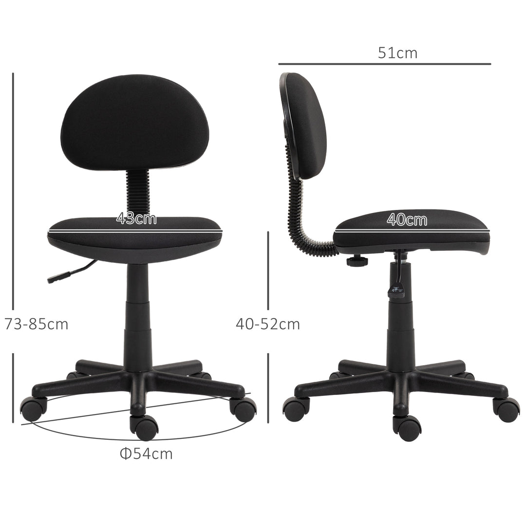 HOMCOM Small Armless Office Chair - Black