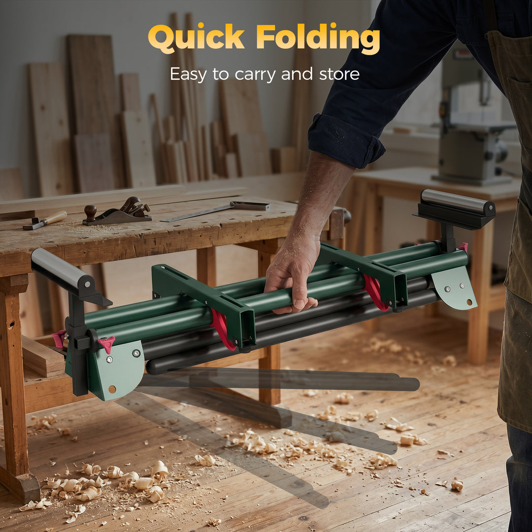Universal Mitre Saw Stand with Adjustable Rollers and Support Arms, Po
