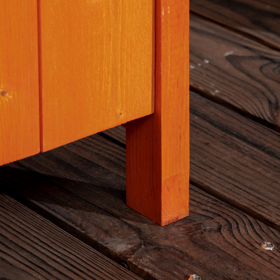 Wooden Outdoor Storage Shed, Compact Utility Outdoor Tool Shed with Lockable Double Doors and Shelves, Orange