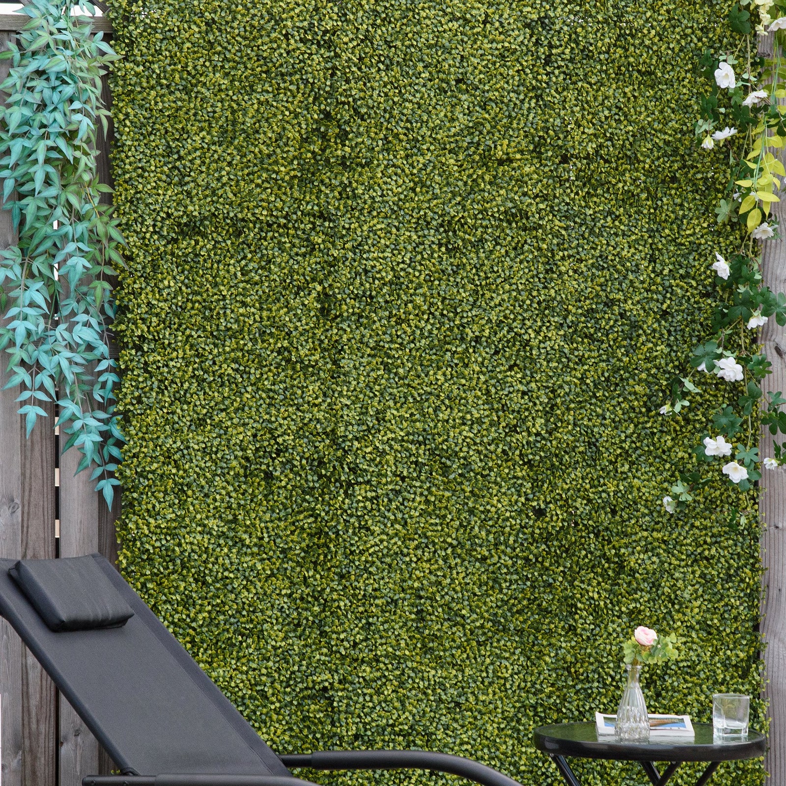 12PCS Artificial Boxwood Wall Panels 50cm x 50cm Grass Privacy Fence Screen Faux Hedge Greenery Backdrop Encrypted Milan Grass for Home Garden Backyard Balcony