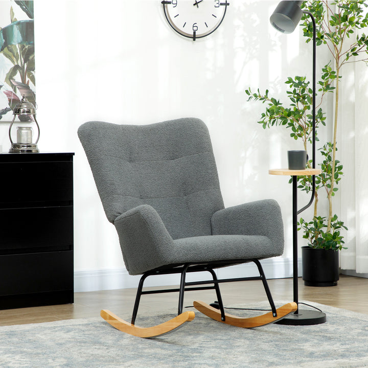 Teddy Fleece Rocking Chair - Grey