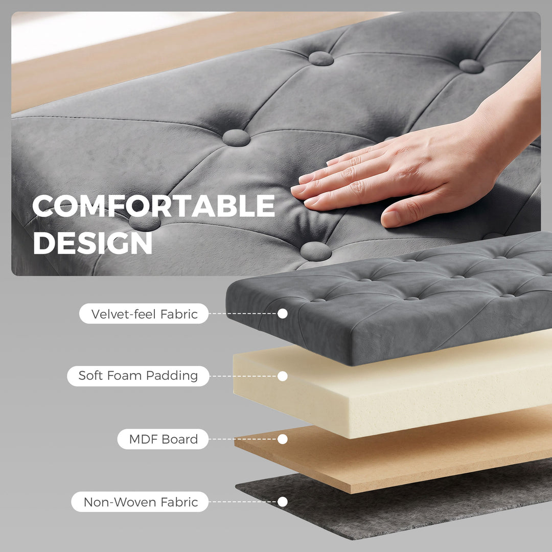 Velvet Upholstered Foldable Ottoman Footrest, Storage Ottoman Bench wi