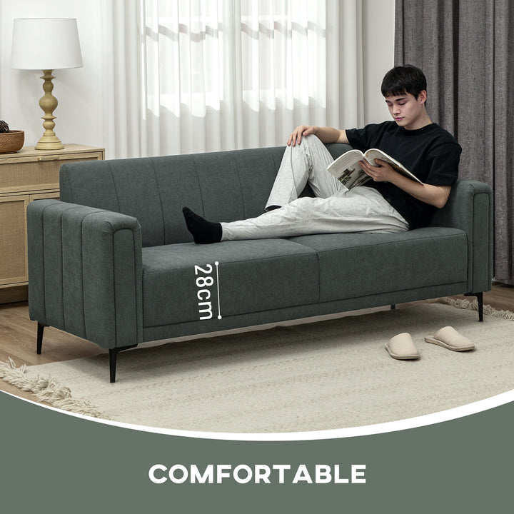 Three-Seater Relaxed Modern Sofa - Grey