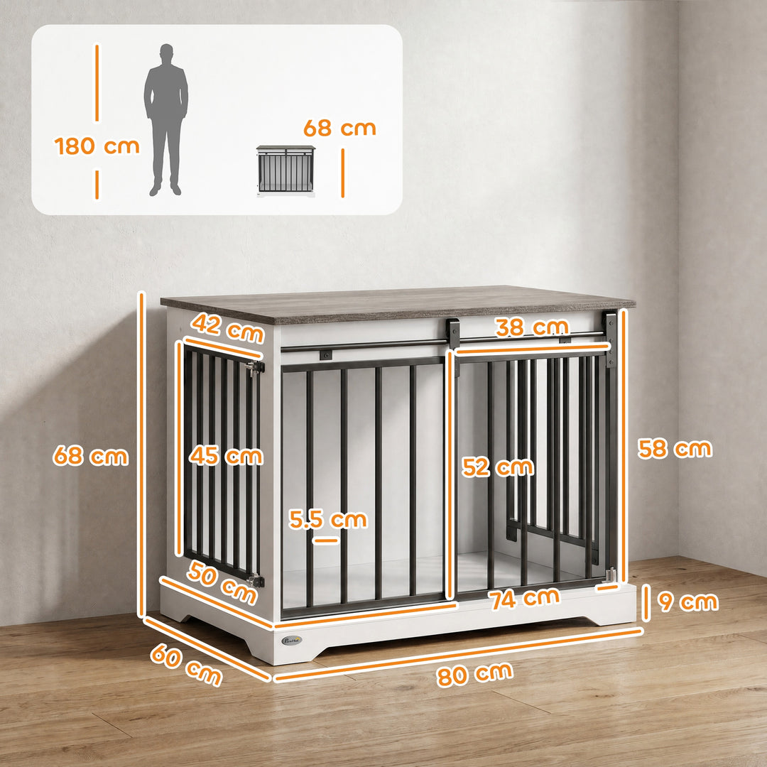 80 cm Dog Crate Furniture with Sliding Barn Door for Medium Dogs - view 3