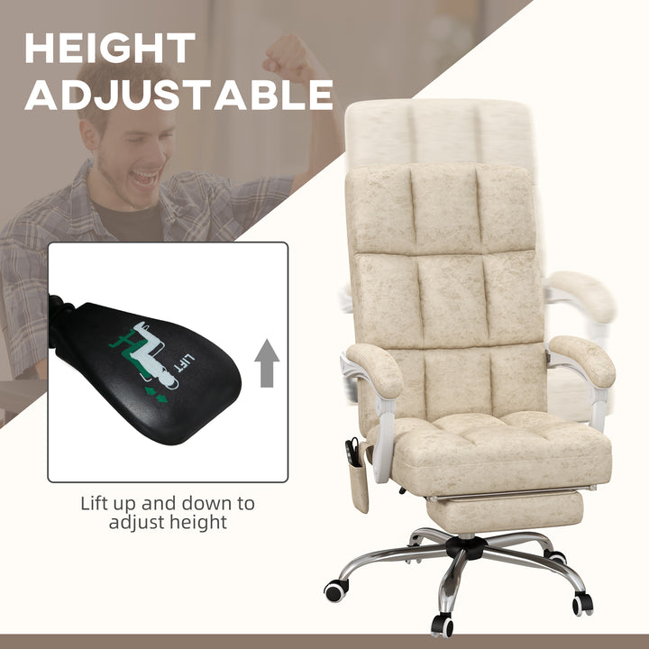 Massage Office Chair, Ergonomic Desk Chair, Comfy Work Study Chair with Heat, Padded Seat, 135° Reclining Back and Footrest for Home Office, Beige