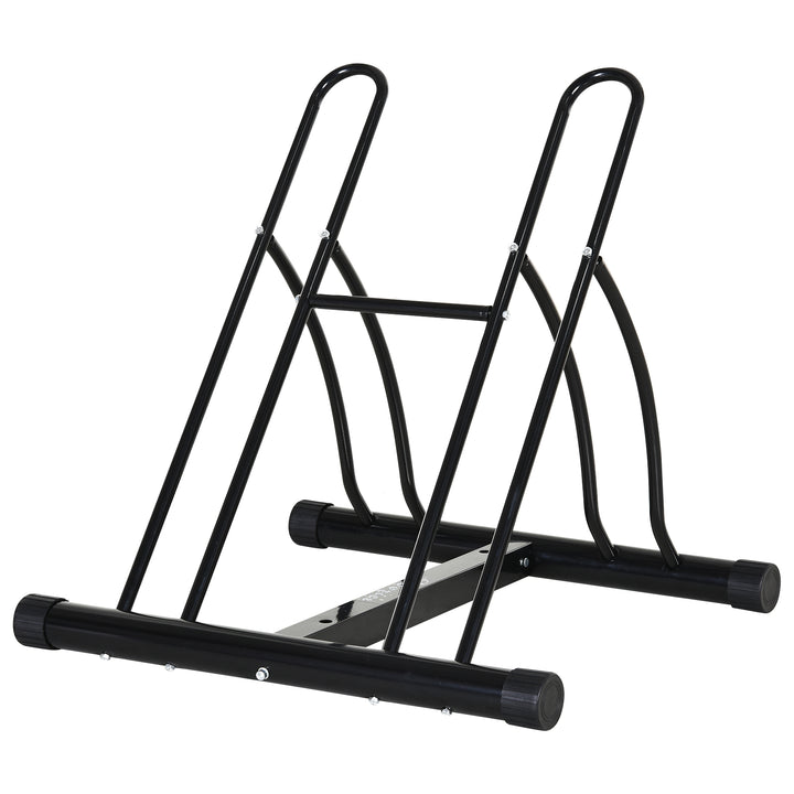 HOMCOM Steel Double-Sided Indoor Bike Rack Black | Aosom UK