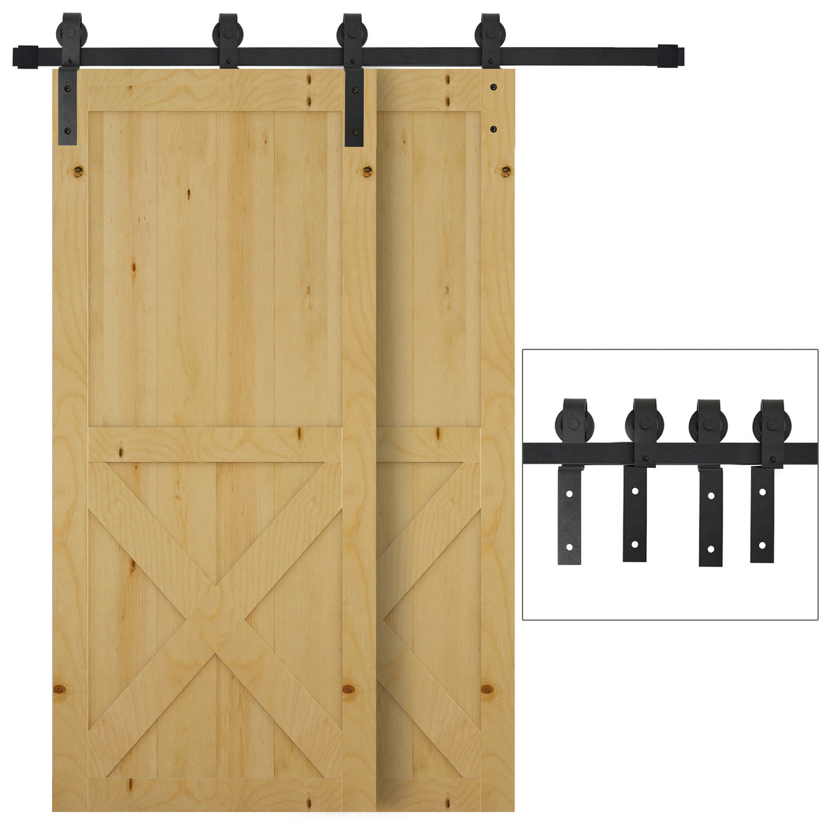 6.6FT/200cm Sliding Barn Door Hardware Track Kit, 90kg Heavy Duty