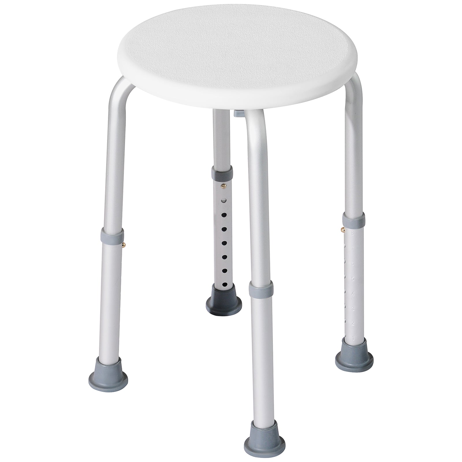 Shower Chair, Height Adjustable Aluminium Shower Stool with Non-Slip Feet for Disabled, Elderly, White