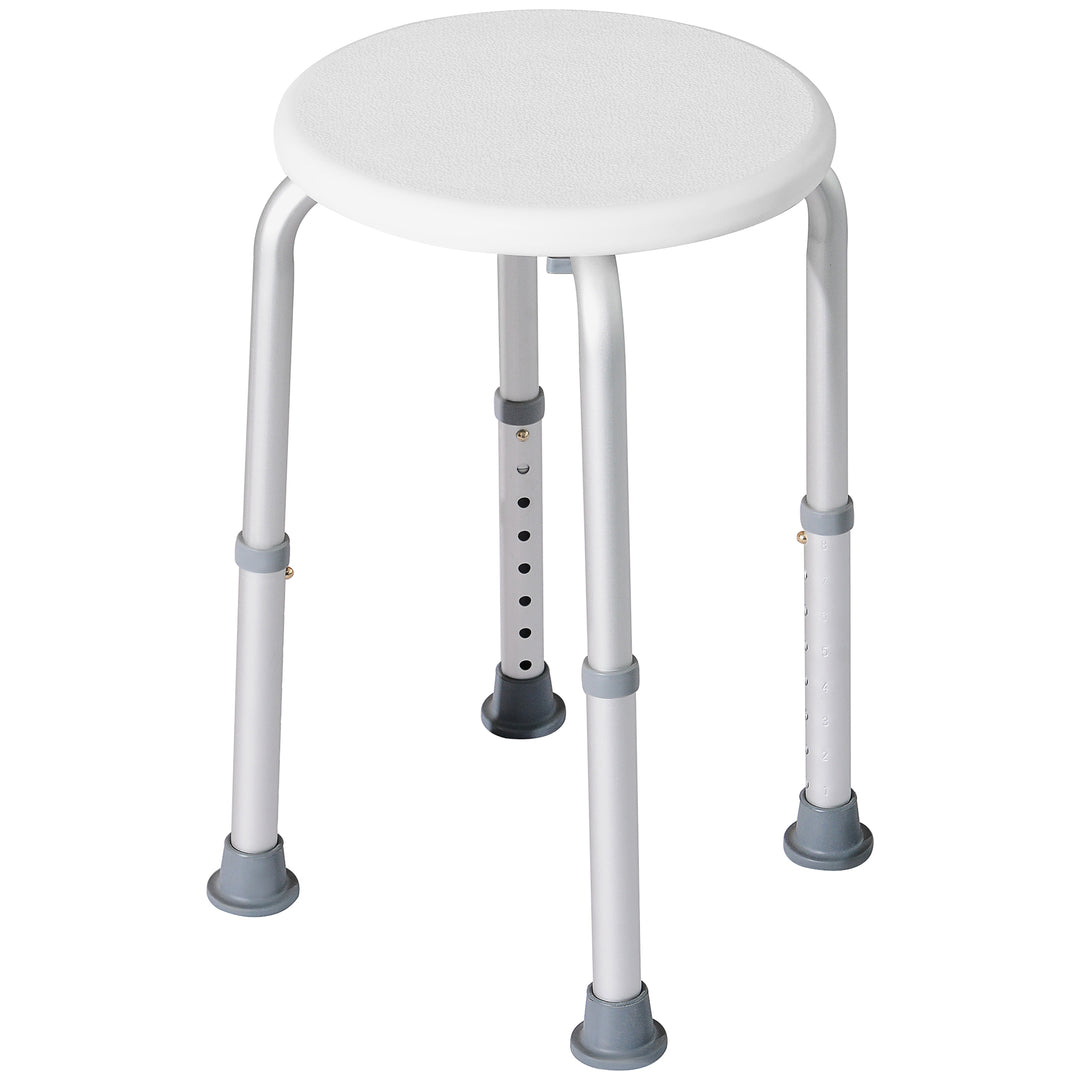 MCL Shower Chair, Height Adjustable Aluminium Shower Stool with Non-Slip Feet for Disabled, Elderly, White