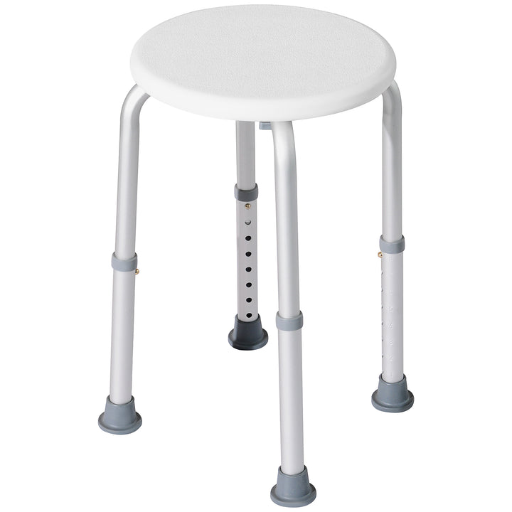 MCL Shower Chair, Height Adjustable Aluminium Shower Stool with Non-Slip Feet for Disabled, Elderly, White