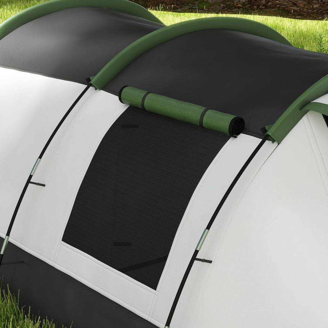 Three-Man Camping Tent, with Two Rooms and Porch - Green