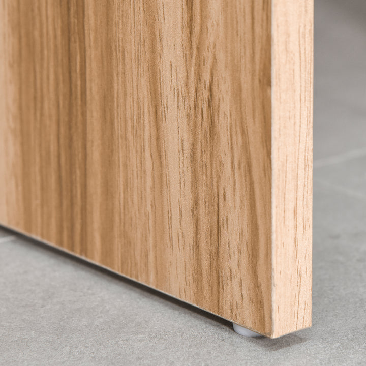 MCL Dressing Table with Flip-Up Mirror and Cushioned Stool, Makeup Vanity Desk with Hidden Compartments and Storage Drawer, Convertible Writing Table for Bedroom, Natural