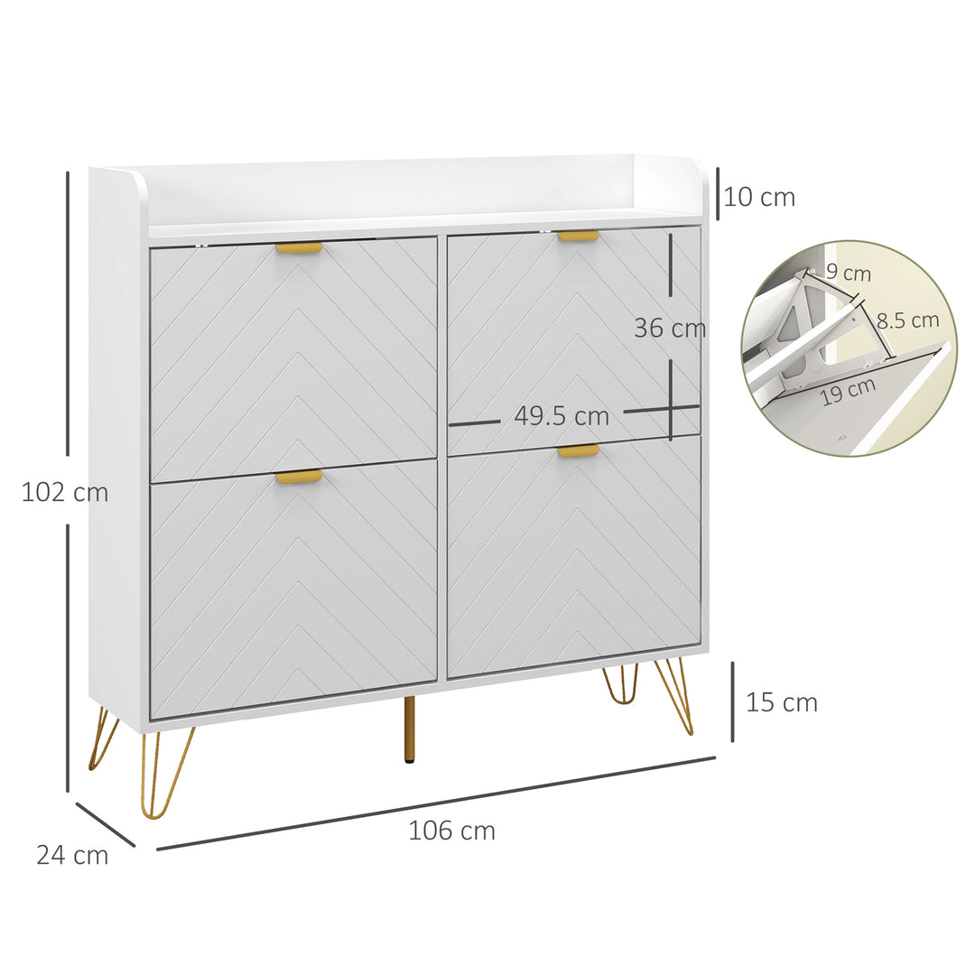 Narrow Shoe Storage Cabinet, Slim Shoe Cupboard with 4 Flip Drawers, Adjustable Shelf, Shoe Rack for 16 Pairs of Shoes