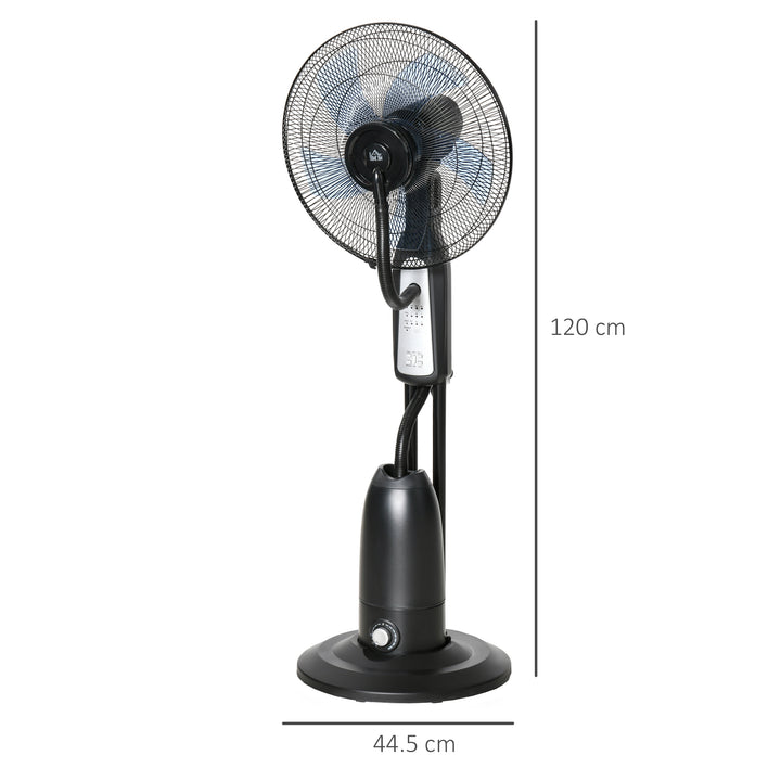 18" Pedestal Fan with Water Mist Spray, Humidifying Misting Fan, Standing Fan with 3 Speeds, 2.8L Water Tank, Timer and Remote, Black