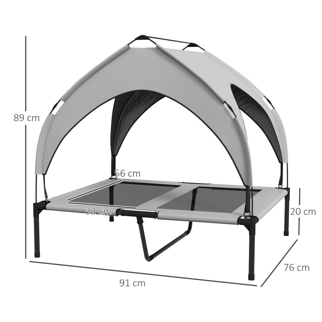 PawHut Cooling Elevated Pet Bed with Washable Breathable Mesh for Medium to Large Dogs, 91 x 76 x 89 cm, Light Grey