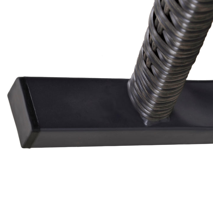 MCL Outdoor PE Rattan Rocking Chair, Garden Rocking Chair Set with Armrest and Cushion, Grey