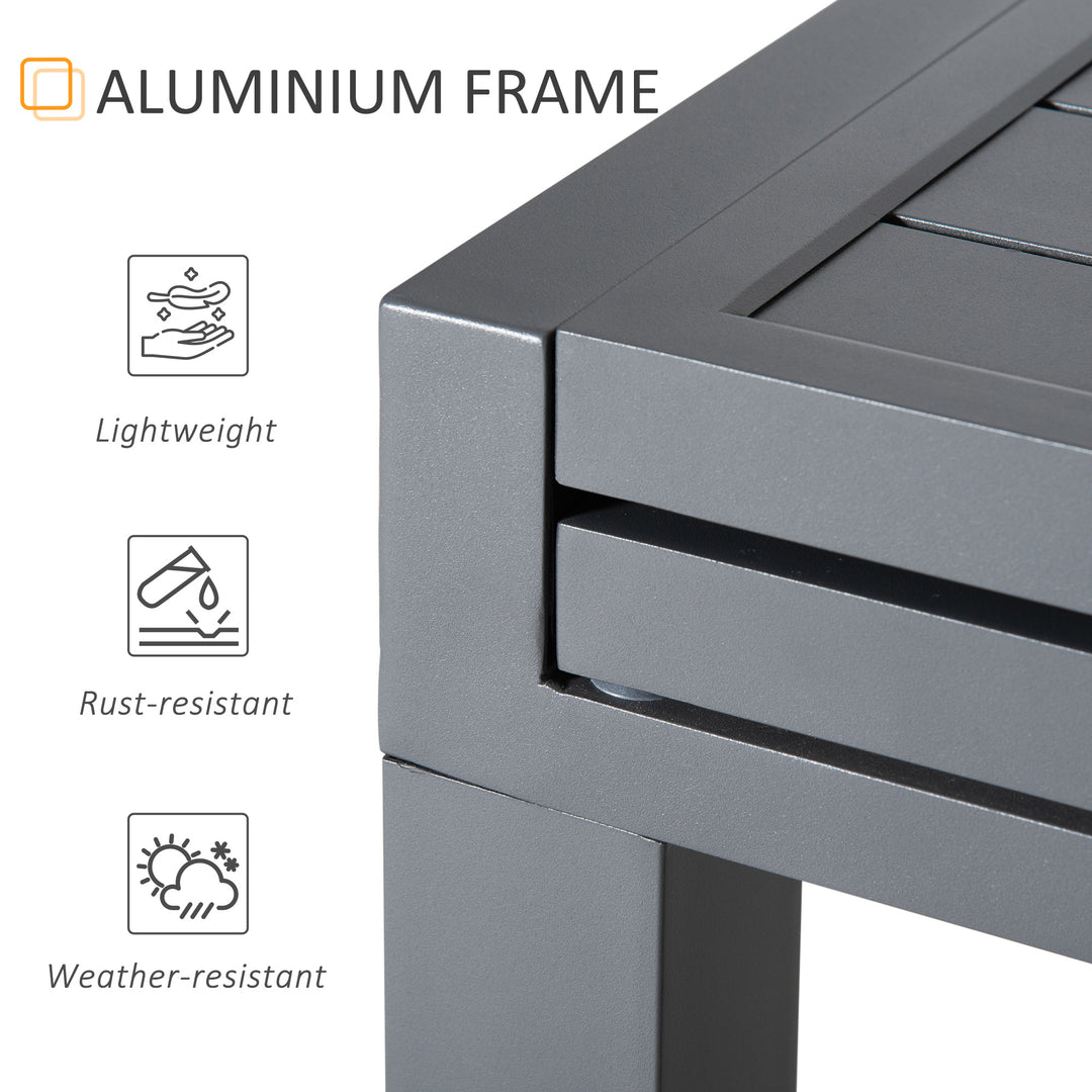 Extendable Garden Table 135-270cm x 90cm x 75cm, 10 Seater Outdoor Dining Table with Aluminium Frame for Lawn, Balcony and Backyard, Grey