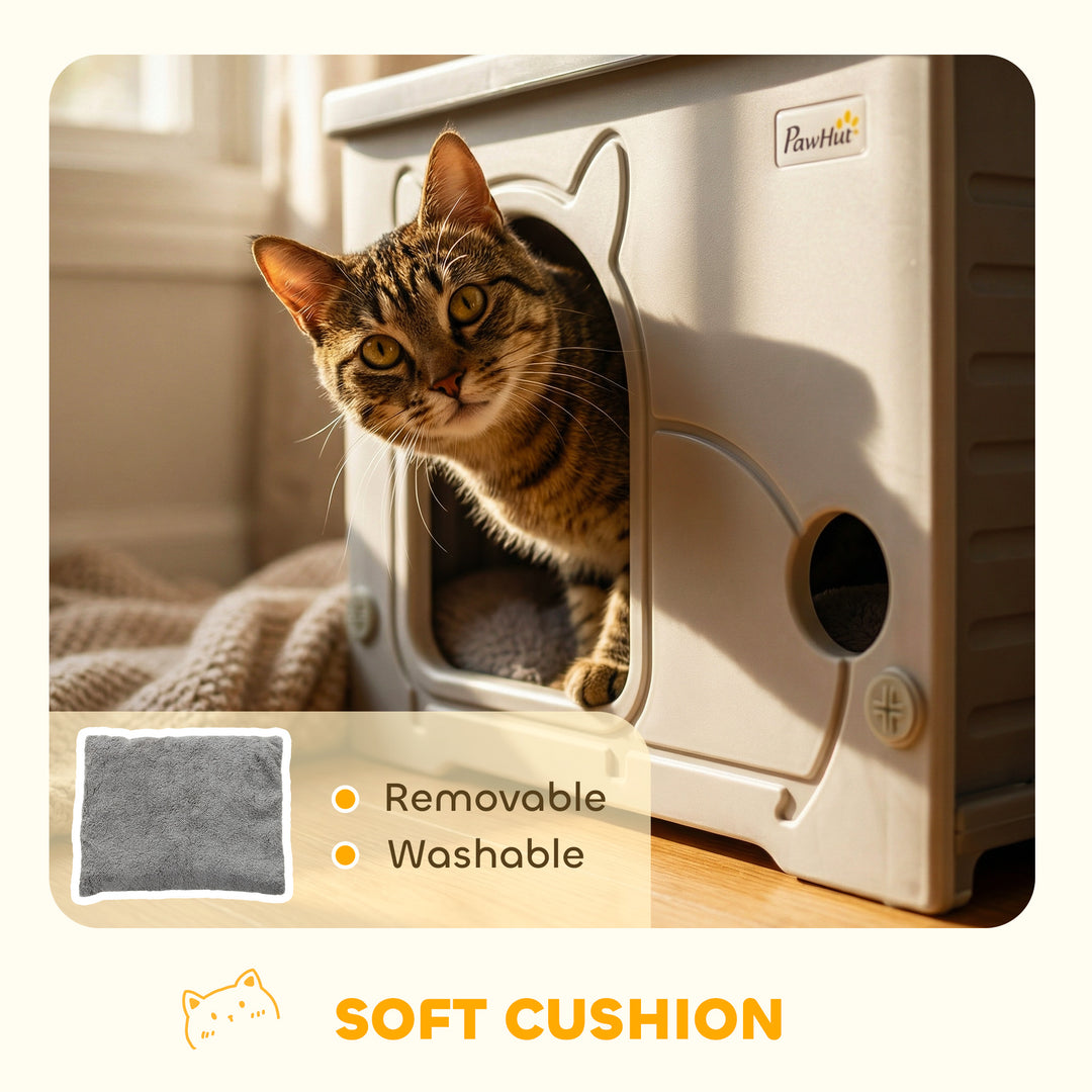Cat House Stackable Pet Shelter with Removable Cushion for Indoor Outd