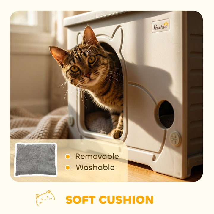 Cat House Stackable Pet Shelter with Removable Cushion for Indoor Outd