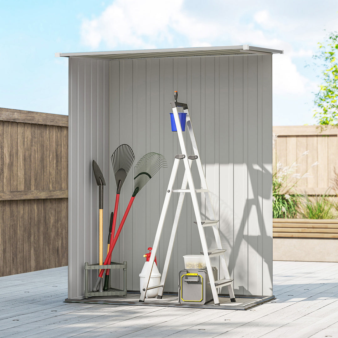 5ft x 3ft Garden Storage Shed, Outdoor Metal Shed with Sloped Roof, Al