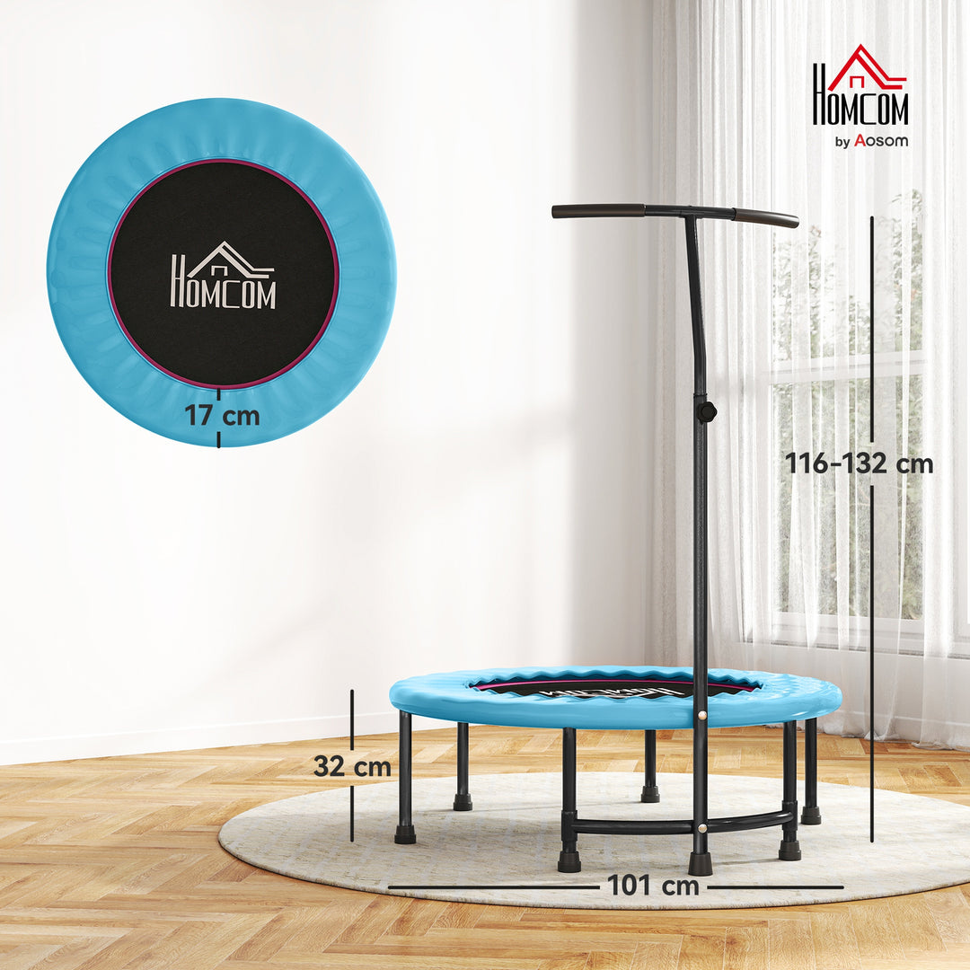 MCL 40" Fitness Trampoline with Adjustable Handle, Rebounder Trampoline, Mini Jumper for Indoor Exercise Workout, Blue