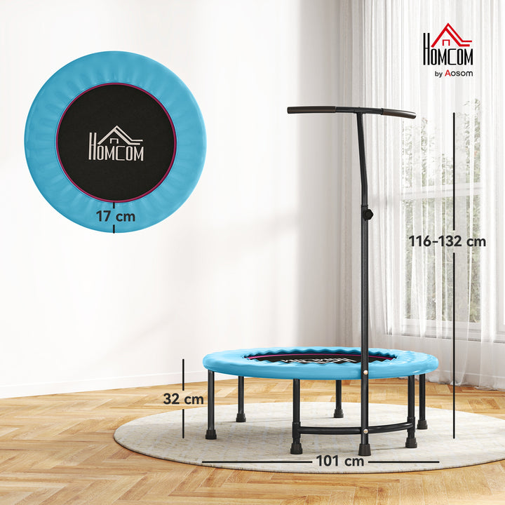 MCL 40" Fitness Trampoline with Adjustable Handle, Rebounder Trampoline, Mini Jumper for Indoor Exercise Workout, Blue