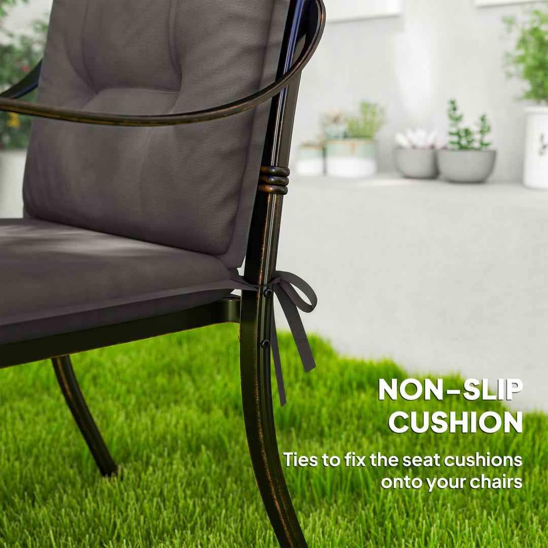 Set of Four Padded Garden Seat Cushions - Charcoal Grey