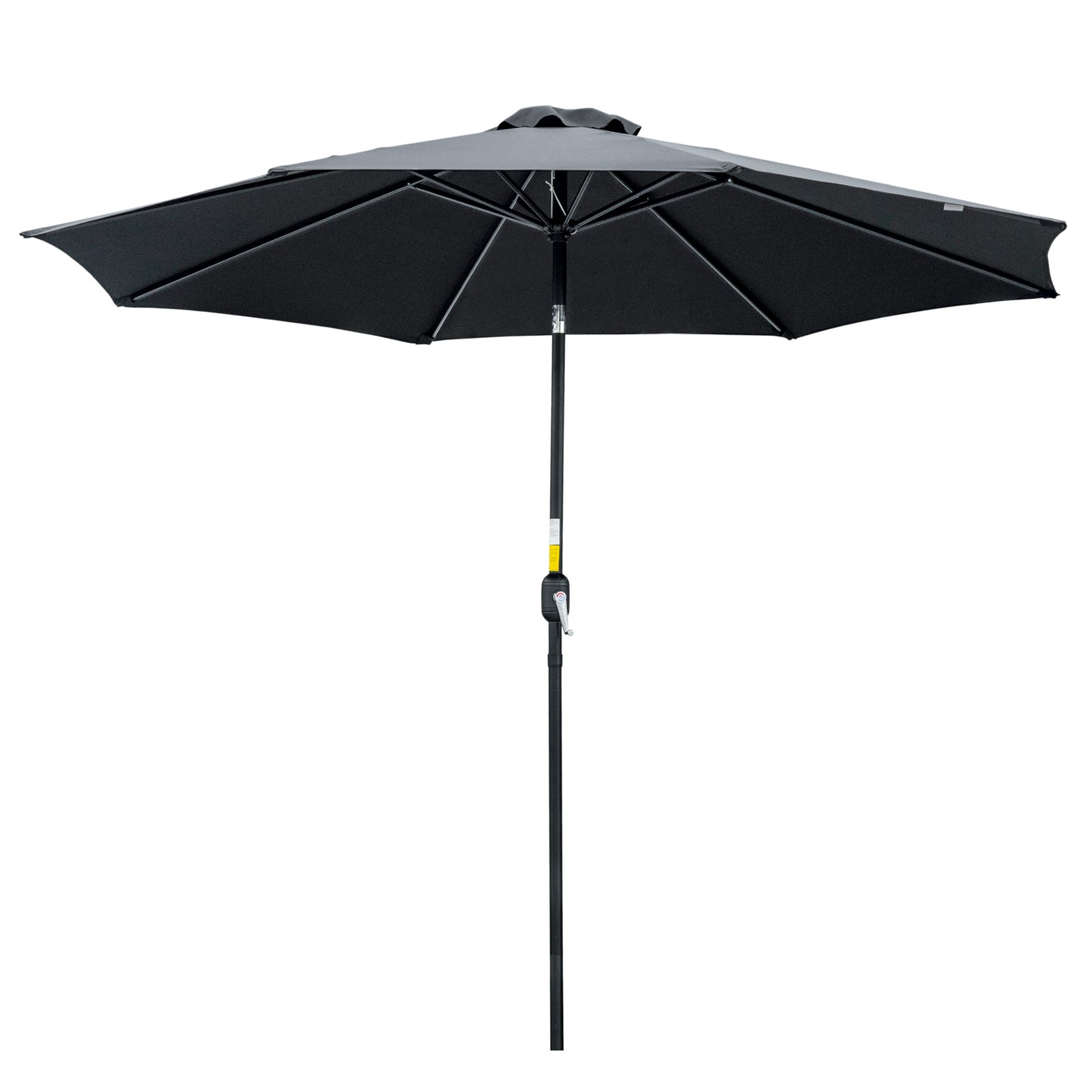 3(m) Tilting Parasol Garden Umbrellas, Outdoor Sun Shade with 8 Ribs, Tilt and Crank Handle for Balcony, Bench, Garden, Black
