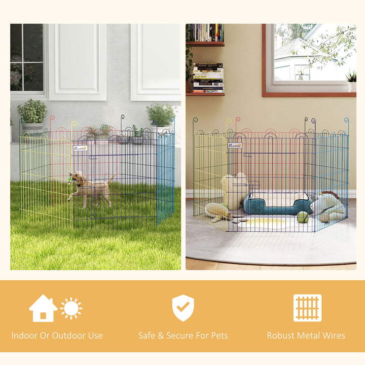 Pet Playpen Crate, with Six Panels, Door, for Indoors and Outdoors