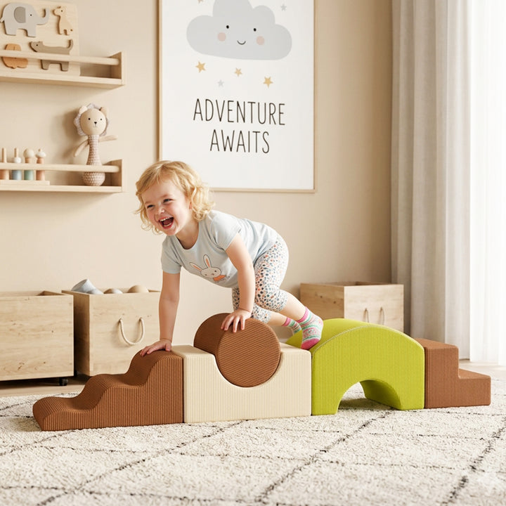 Toddlers Climbing Toys, 5-Piece Foam Climbing Blocks with Non-Slip Bot