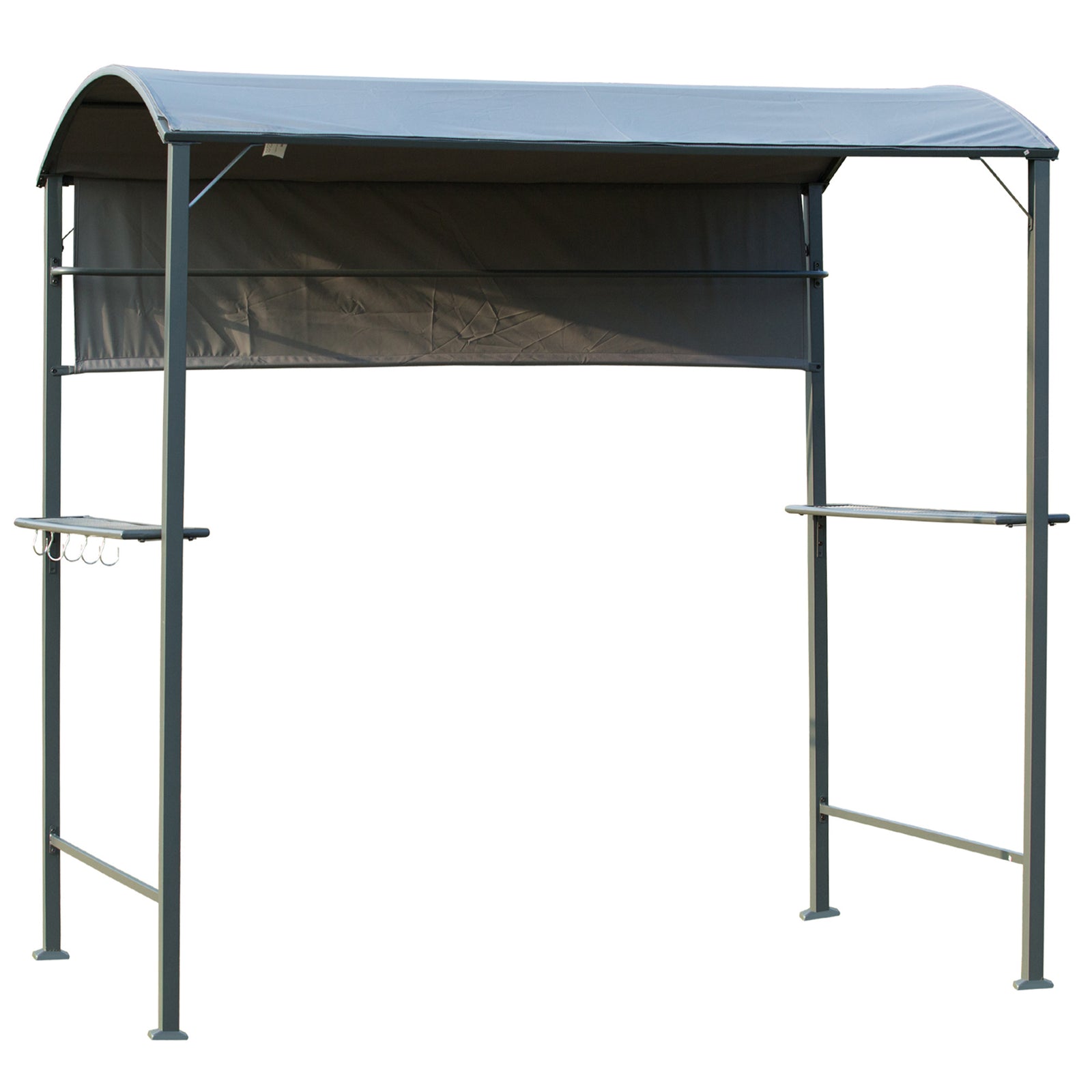 2.2 x 1.4m BBQ Shelter, Outdoor Grill Gazebo Canopy with Shelves, Hanging Hooks, and Metal Frame, for Garden Patio Backyard