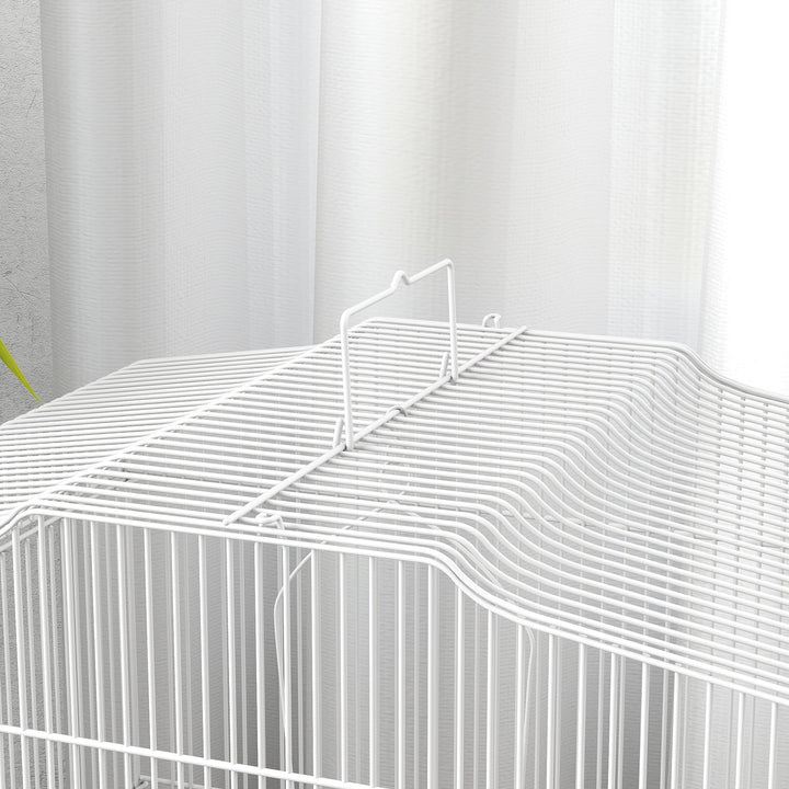 Large Metal Bird Cage with Perches, Food Bowls, Swing, for Budgies, Parakeets, White