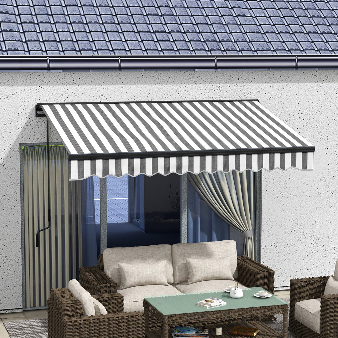 Outsunny 3 x 2m Aluminium Frame Electric Awning, Retractable Awning Sun Canopies for Patio Door Window, Grey and White | Aosom UK