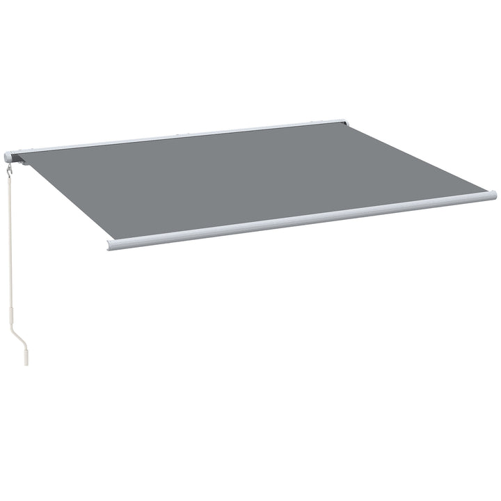 4x3m Full Cassette Electric/Manual Retractable Awning with LED Light and Remote Controller, Sun Canopies for Patio Door Window, Grey
