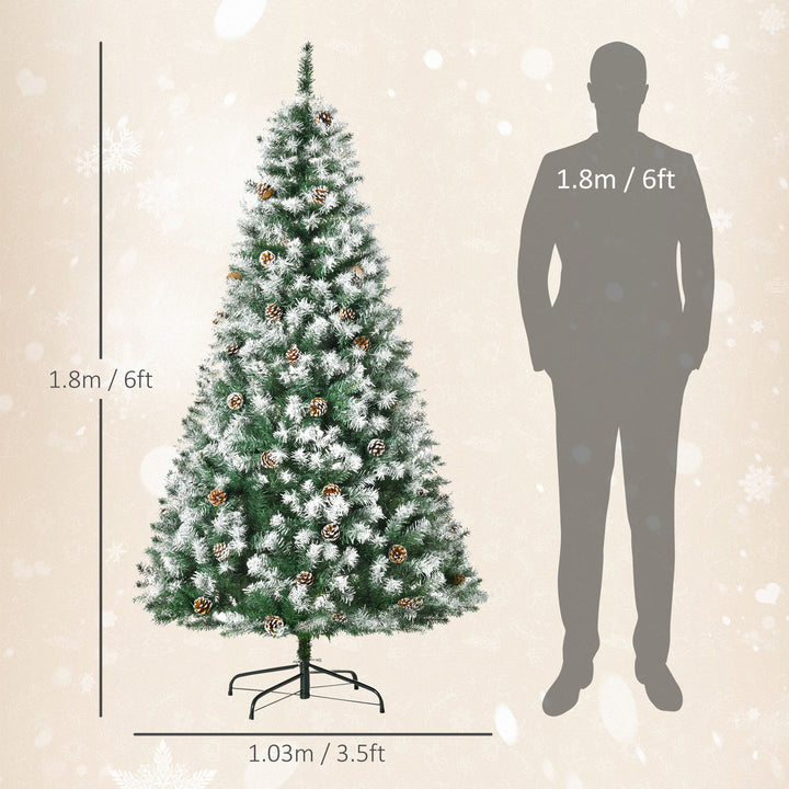 6FT Artificial Christmas Tree with Pine Cones, Holiday Home Xmas Decoration Automatic Open, Green