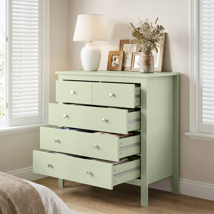 5 Drawer Chest of Drawers, Modern Dresser for Bedroom, Bedside Storage