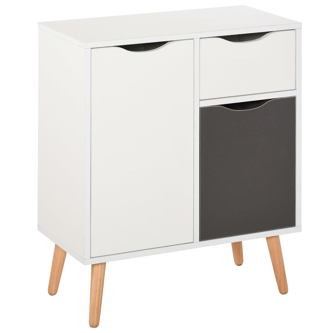 MCL Sideboard Floor Cabinet Storage Cupboard with Drawer and Solid Wood Legs for Bedroom, Living Room, Entryway, Grey