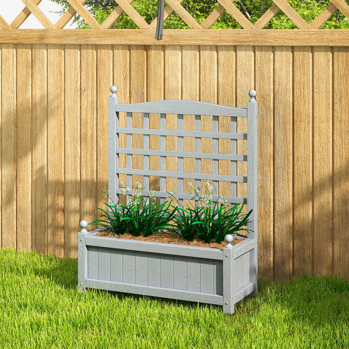 Garden Planters with Trellis for Climbing Vines, Wood Raised Beds for 